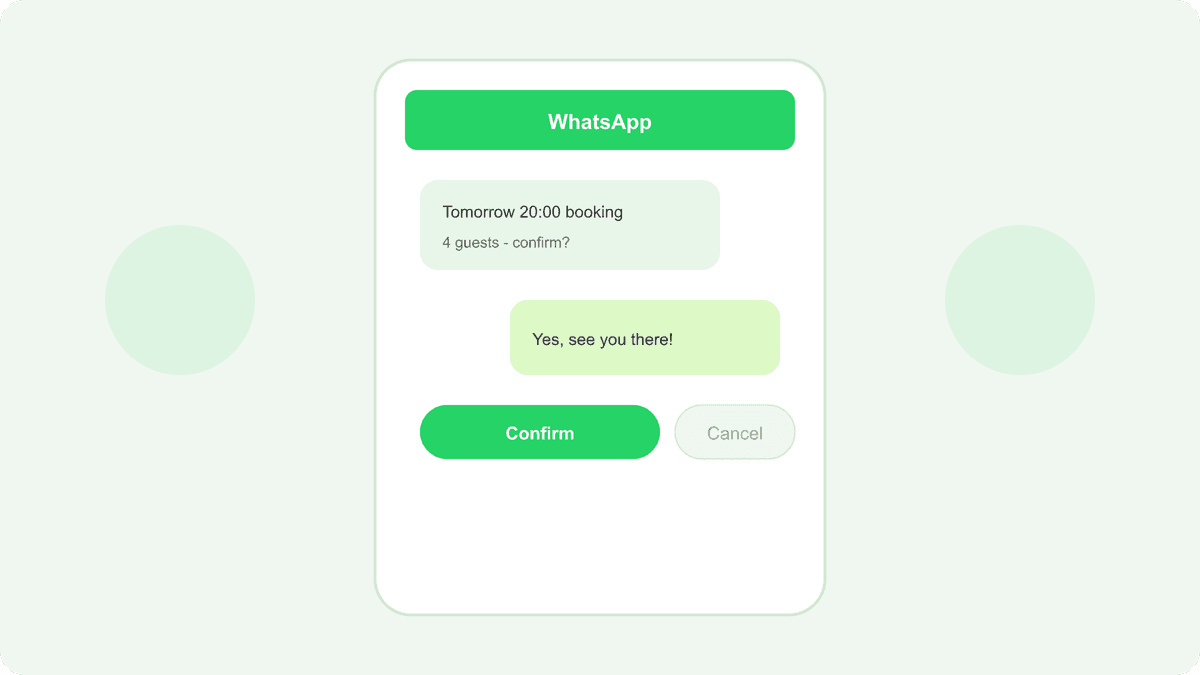 Bursa restoranları için WhatsApp rezervasyon mesajı
